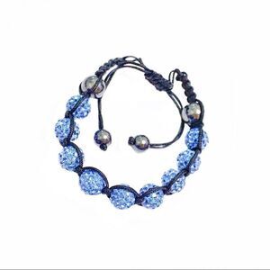Light blue sparkling crystal bead bracelet 9 beads